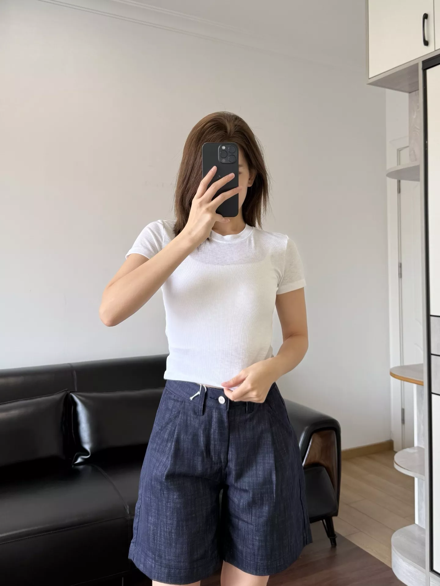 더로우 하이웨이스트 데님 중반바지 상세 이미지 33