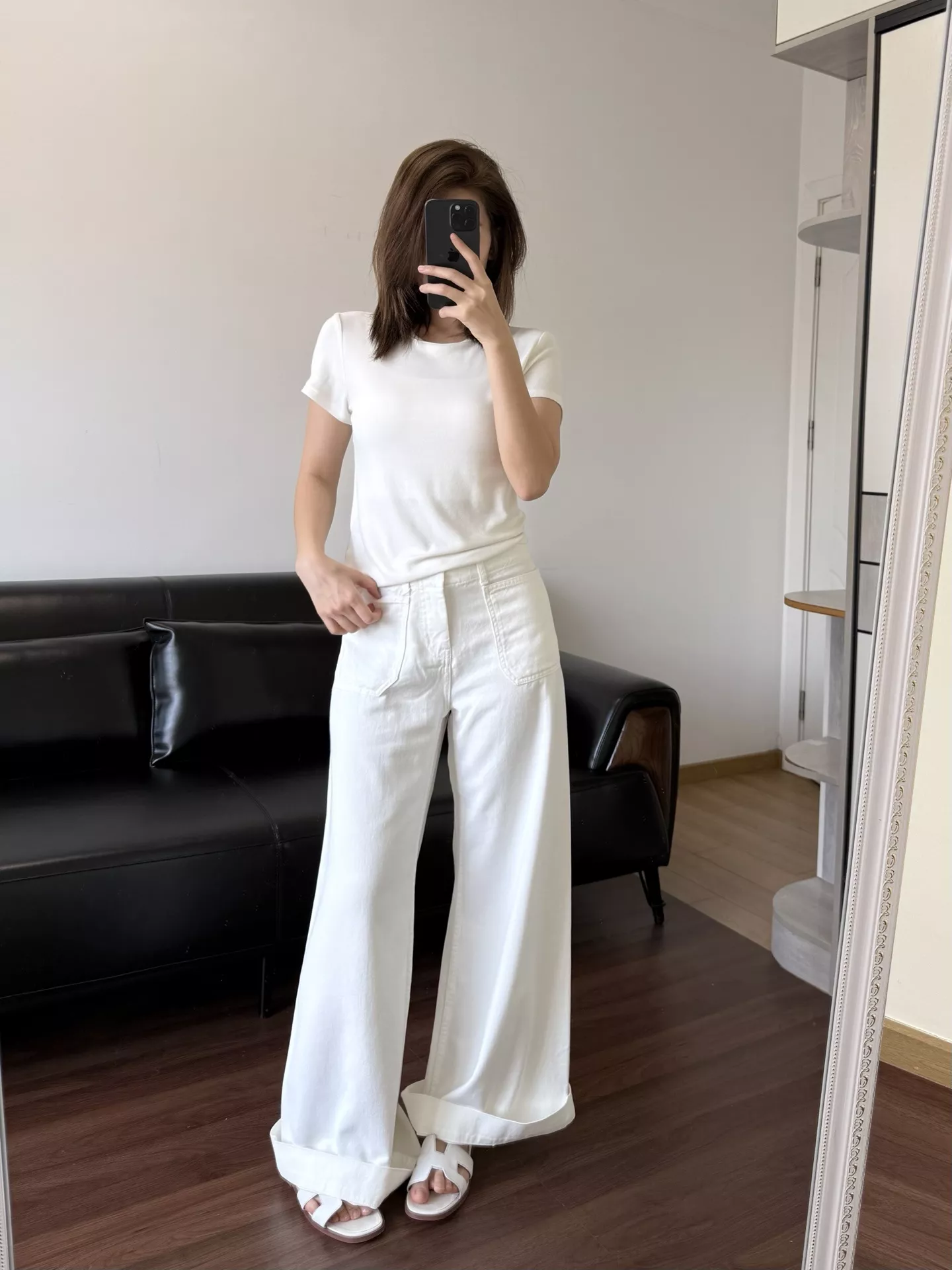셀린느 트리옹프 자수 와이드 팬츠 상세 이미지 31