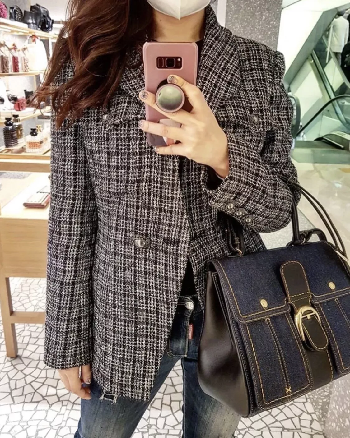 델보 데님 포인트 핸들 백 상세 이미지 21