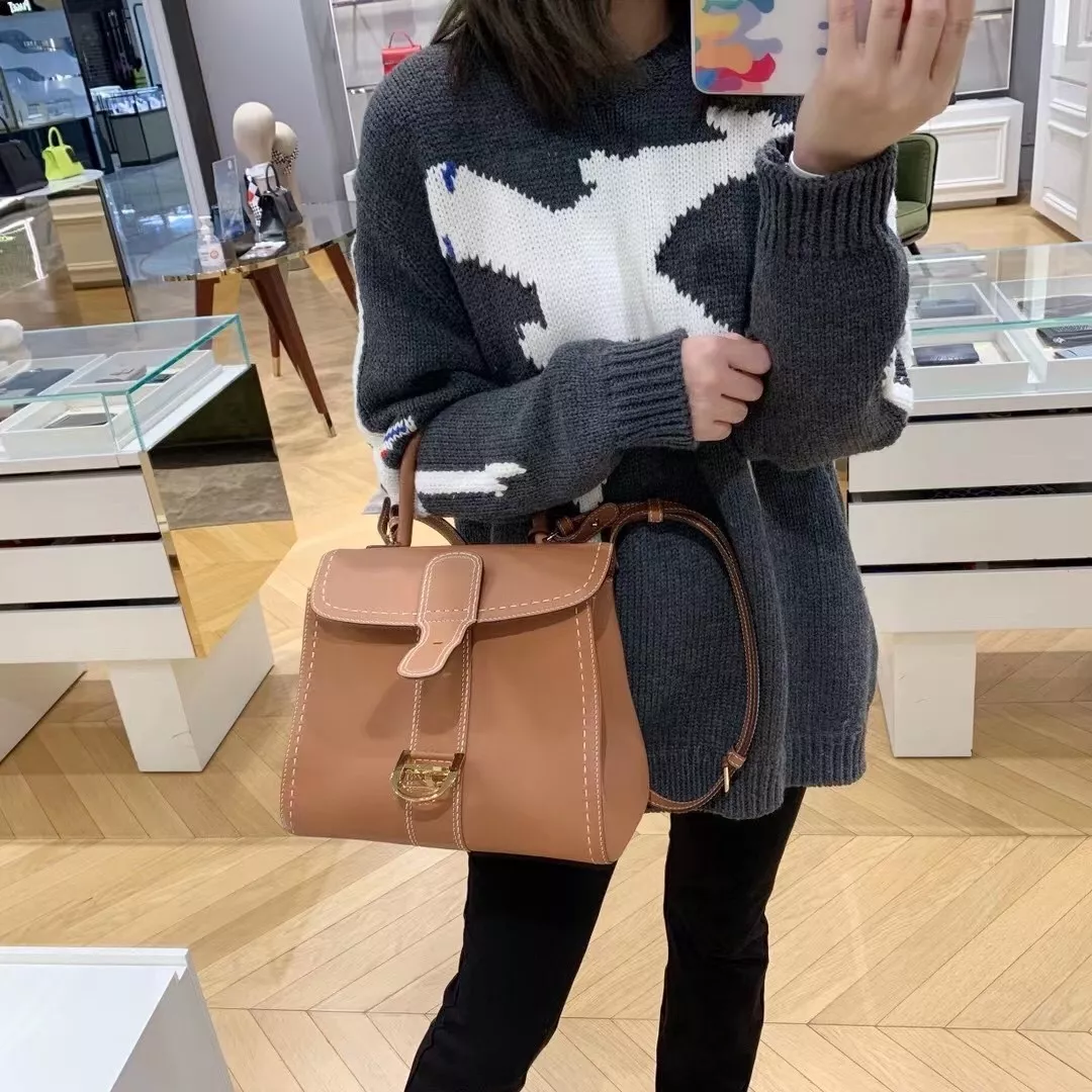 델보 브리앙 외봉 카라멜 탑핸들 백 상세 이미지 19