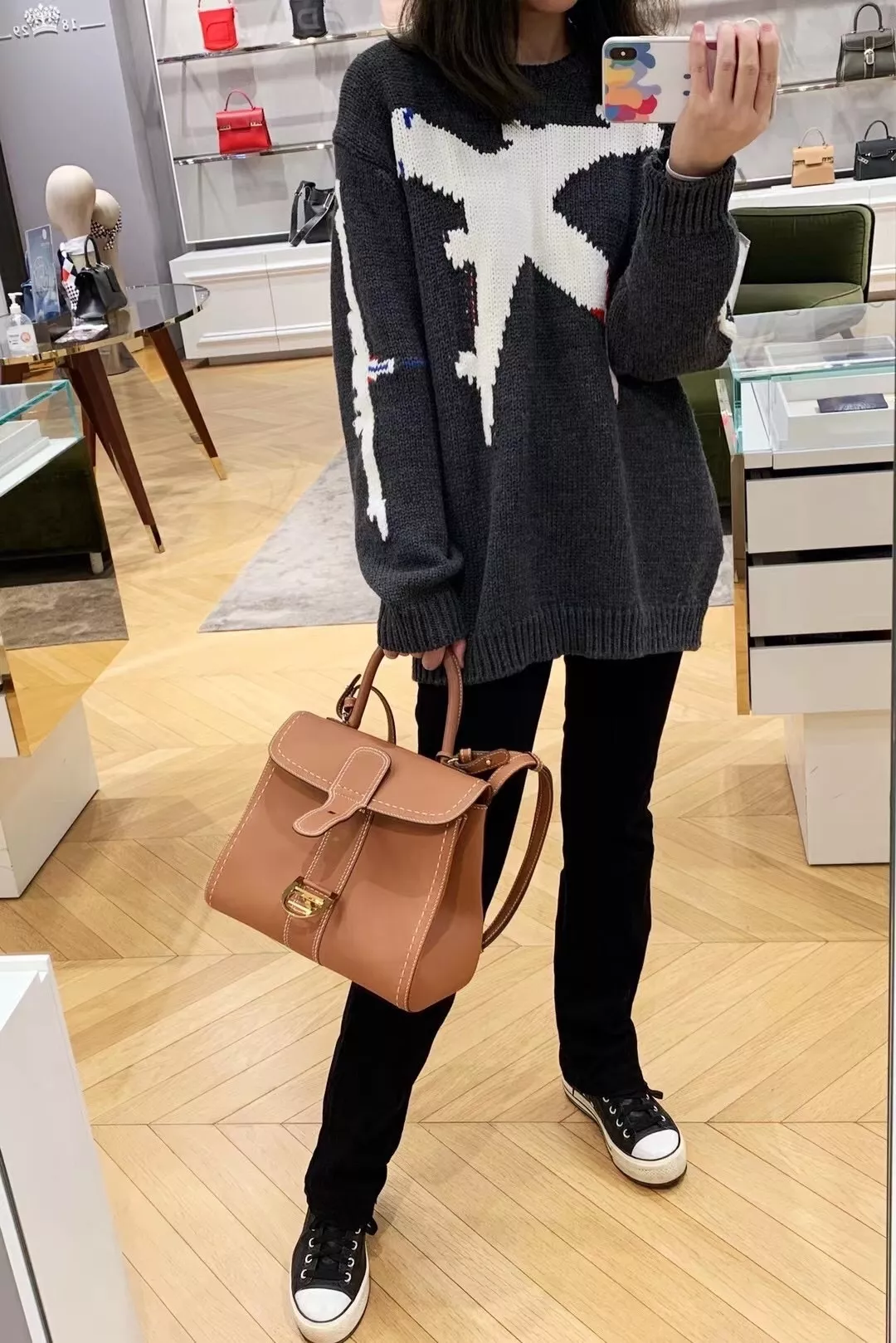 델보 브리앙 외봉 카라멜 탑핸들 백 상세 이미지 20