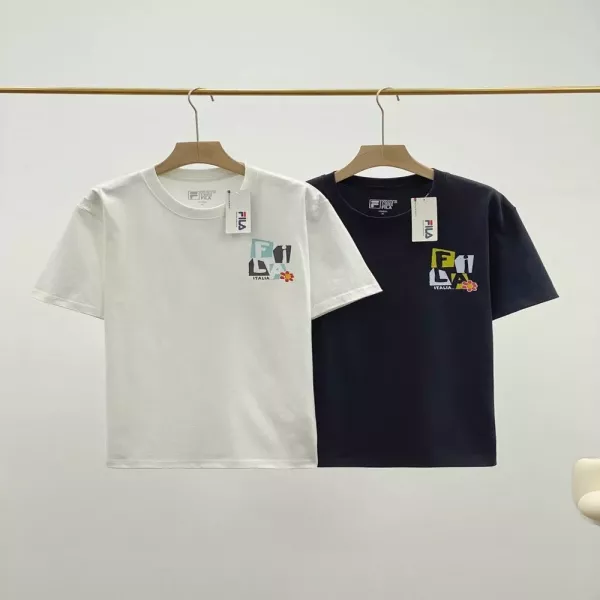 휠라 아트 프린트 커플 반소매 상의