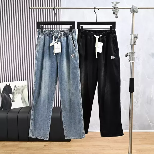 몽클레어 로고 포인트 밴딩 데님 팬츠