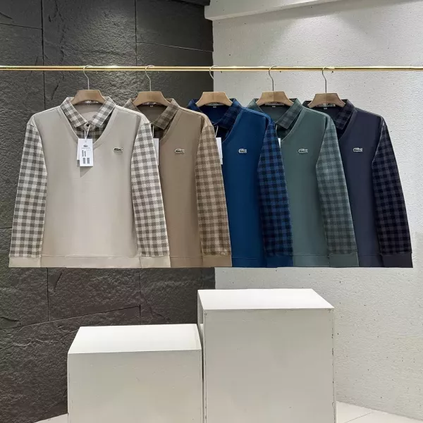 라코스테 셔츠 카라 레이어드 니트