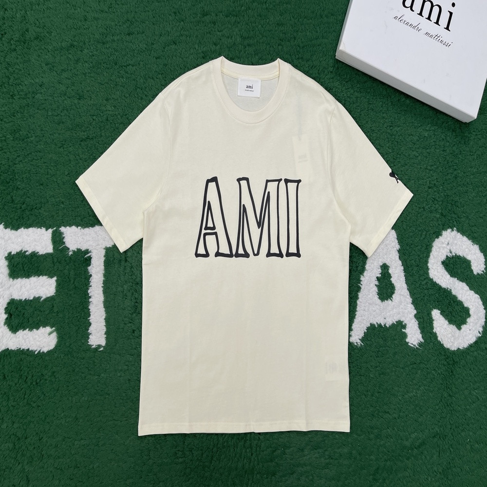 아미 로고 프린트 박스핏 티셔츠