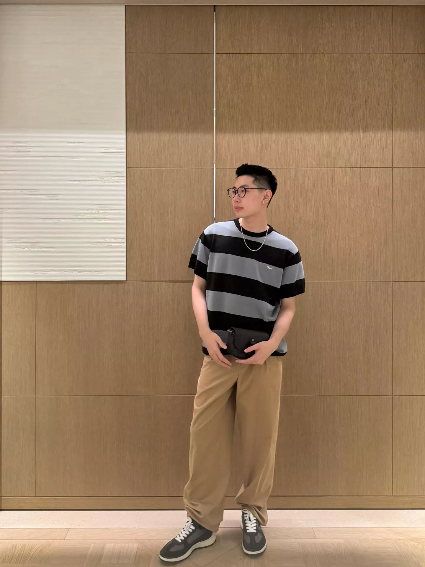 디올 오버핏 스트라이프 반소매 탑 상세 이미지 14