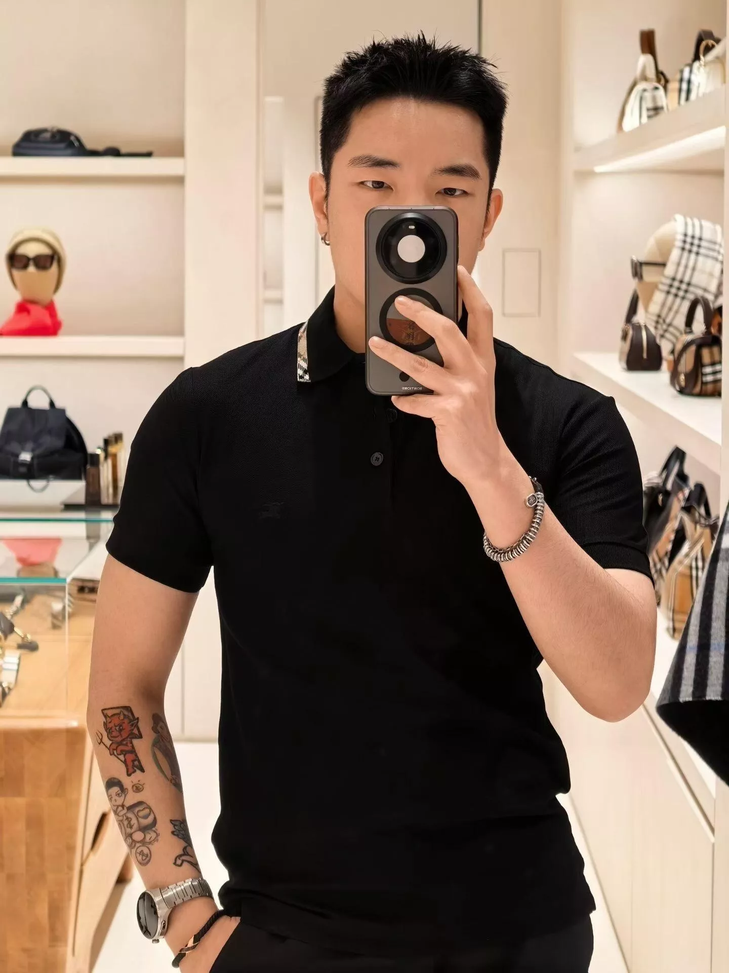 버버리 격자 장식 코튼 폴로 티셔츠 상세 이미지 32