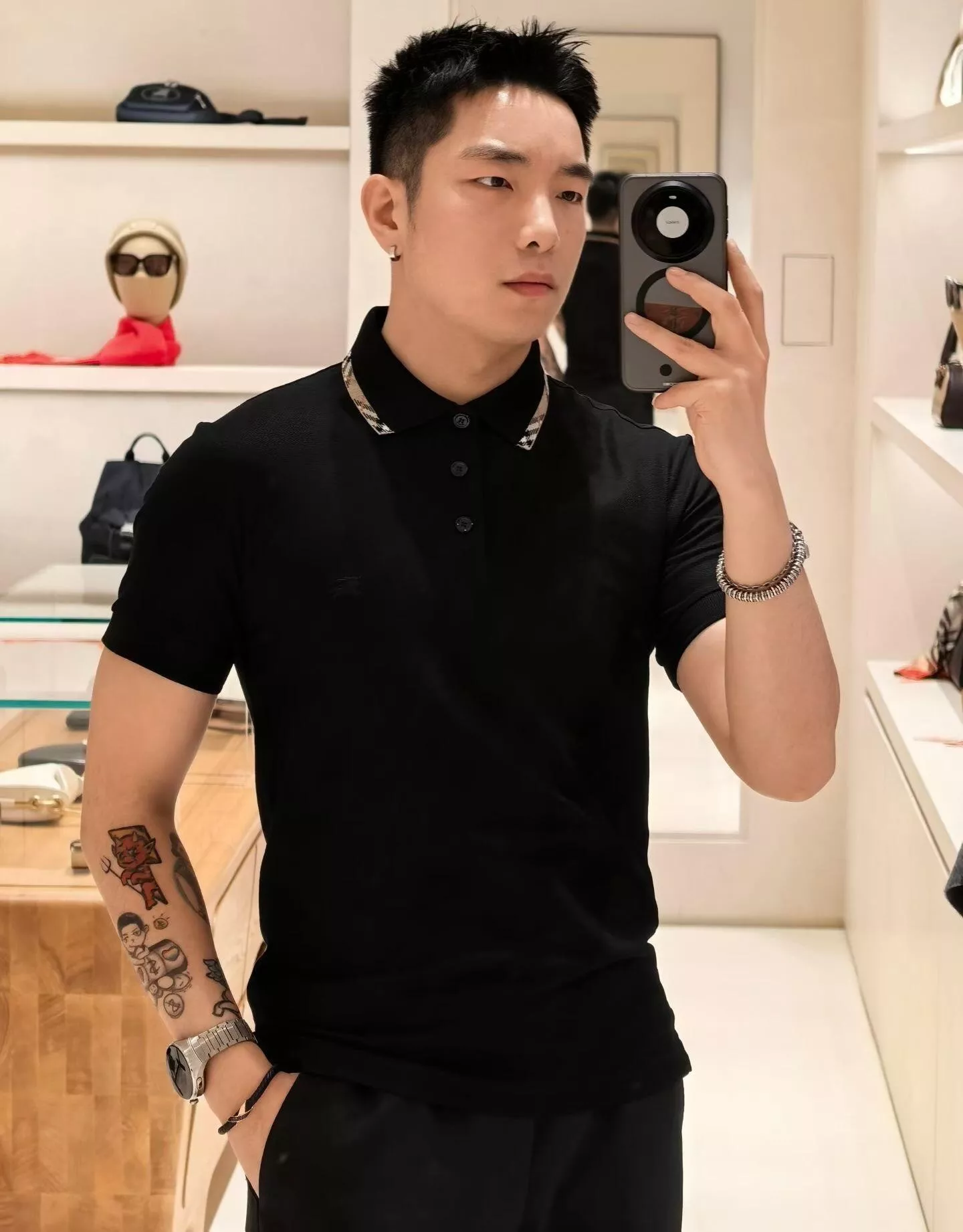 버버리 격자 장식 코튼 폴로 티셔츠 상세 이미지 29