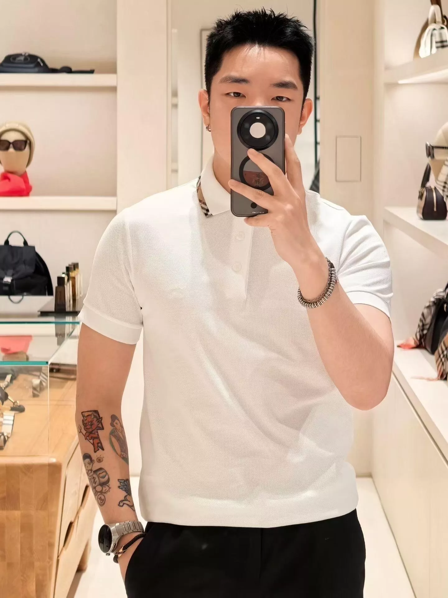 버버리 격자 장식 코튼 폴로 티셔츠 상세 이미지 26