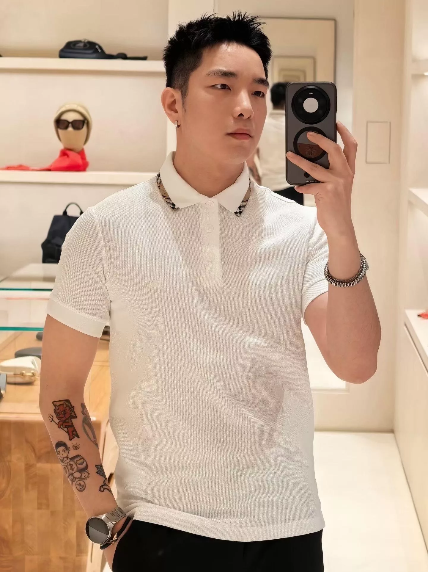 버버리 격자 장식 코튼 폴로 티셔츠 상세 이미지 25