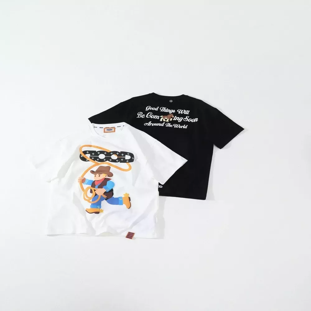 굿브랜드 발포 프린팅 보석 포인트 반소매 탑
