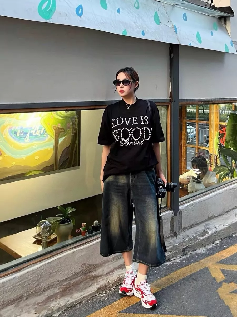 굿브랜드 진주 레터링 자수 반소매 상의 상세 이미지 17