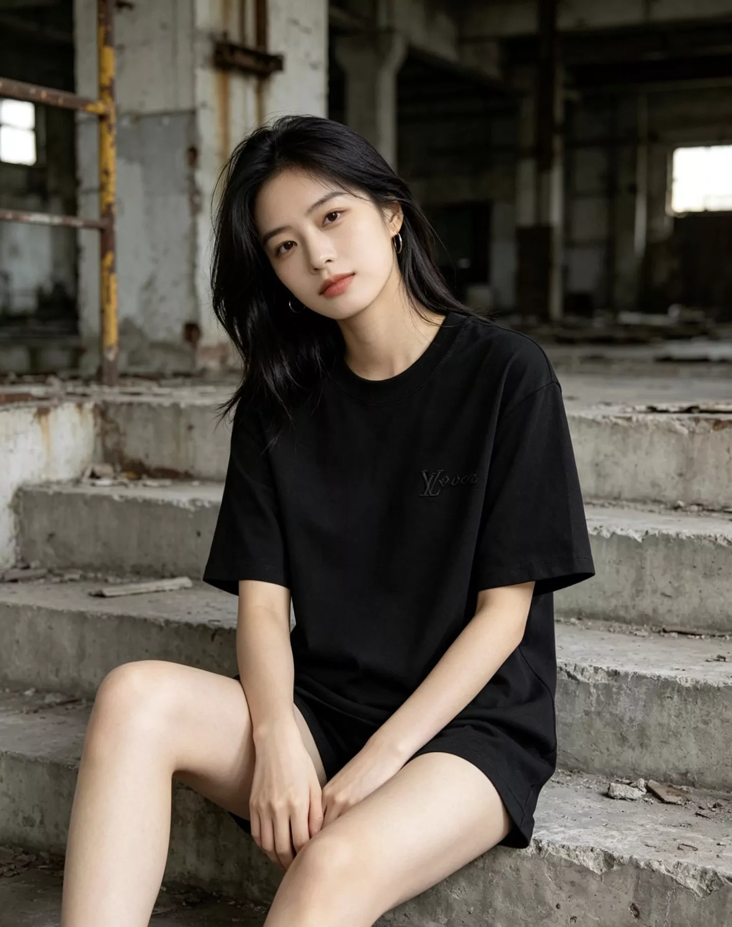 루이비통 가슴 자수 백 레터링 반소매 상세 이미지 12
