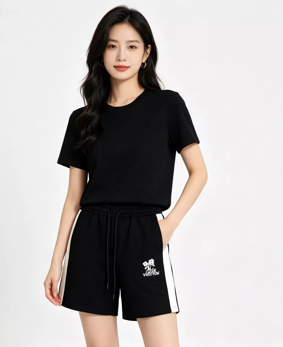 루이비통 플라워 자수 로고 사이드 밴드 반바지 상세 이미지 14