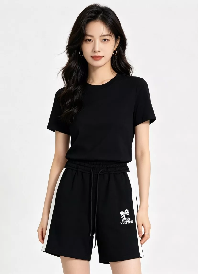 루이비통 플라워 자수 로고 사이드 밴드 반바지 상세 이미지 13