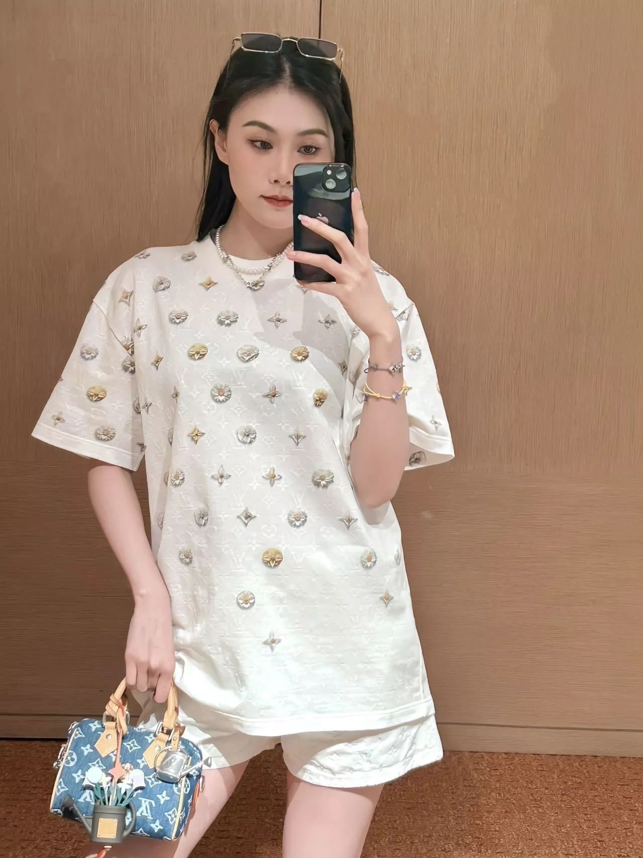 루이비통 데이지 모노그램 자카드 반소매 탑 상세 이미지 15
