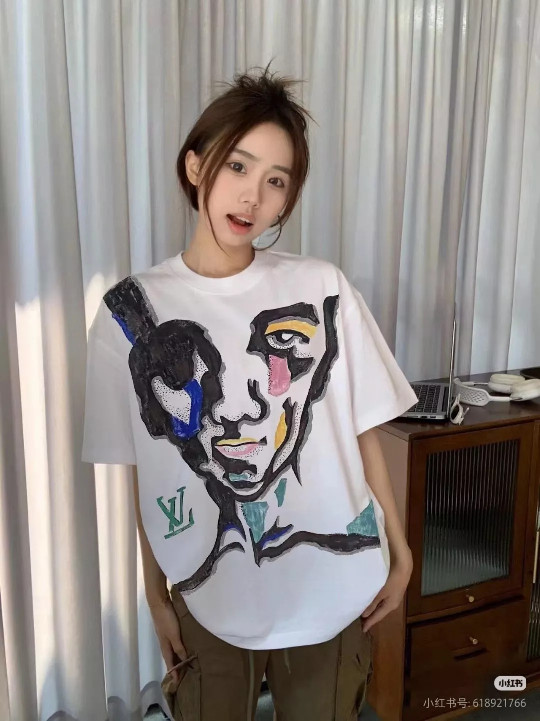 루이비통 인물 자카드 울 니트 반소매 상세 이미지 11