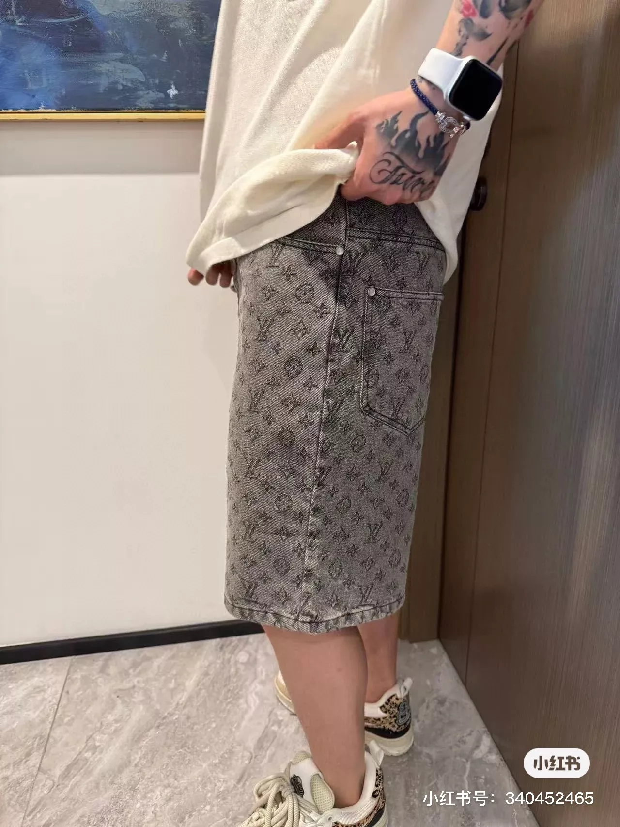 루이비통 자카드 데님 반바지 상세 이미지 15