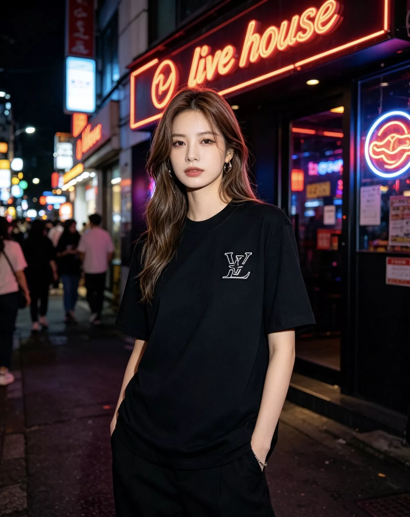 루이비통 로고 자수 반소매 코튼 티셔츠 상세 이미지 12