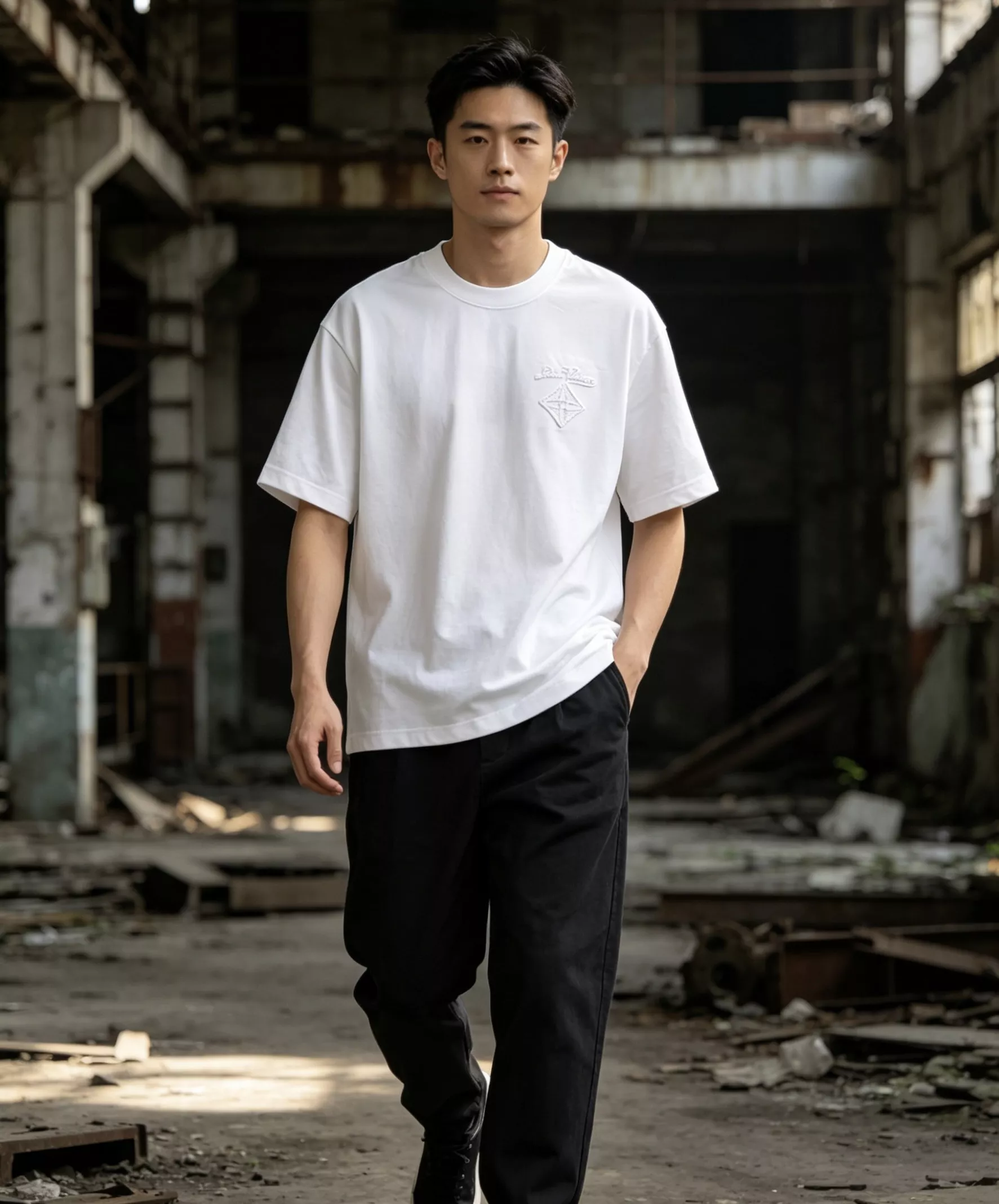 루이비통 백 자수 라운드 반소매 상의 상세 이미지 13