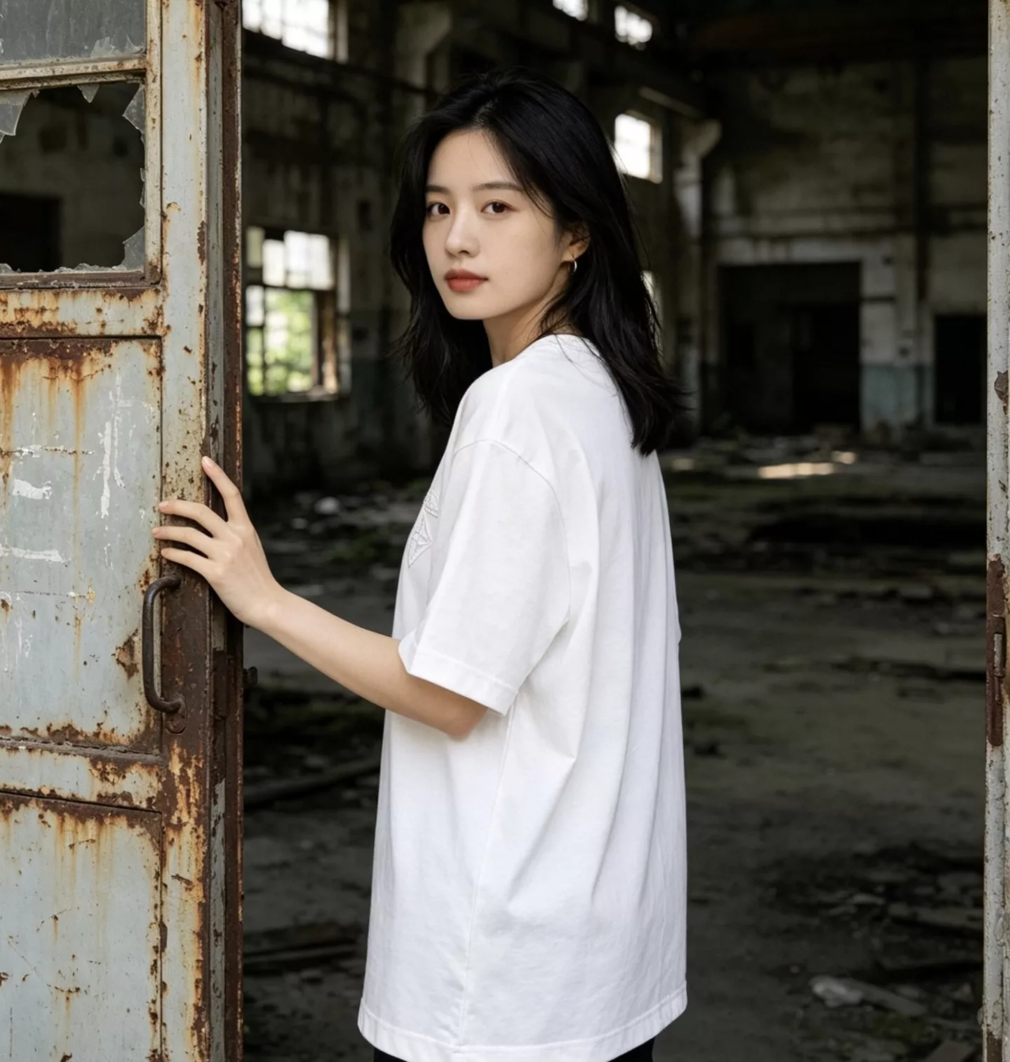 루이비통 백 자수 라운드 반소매 상의 상세 이미지 12