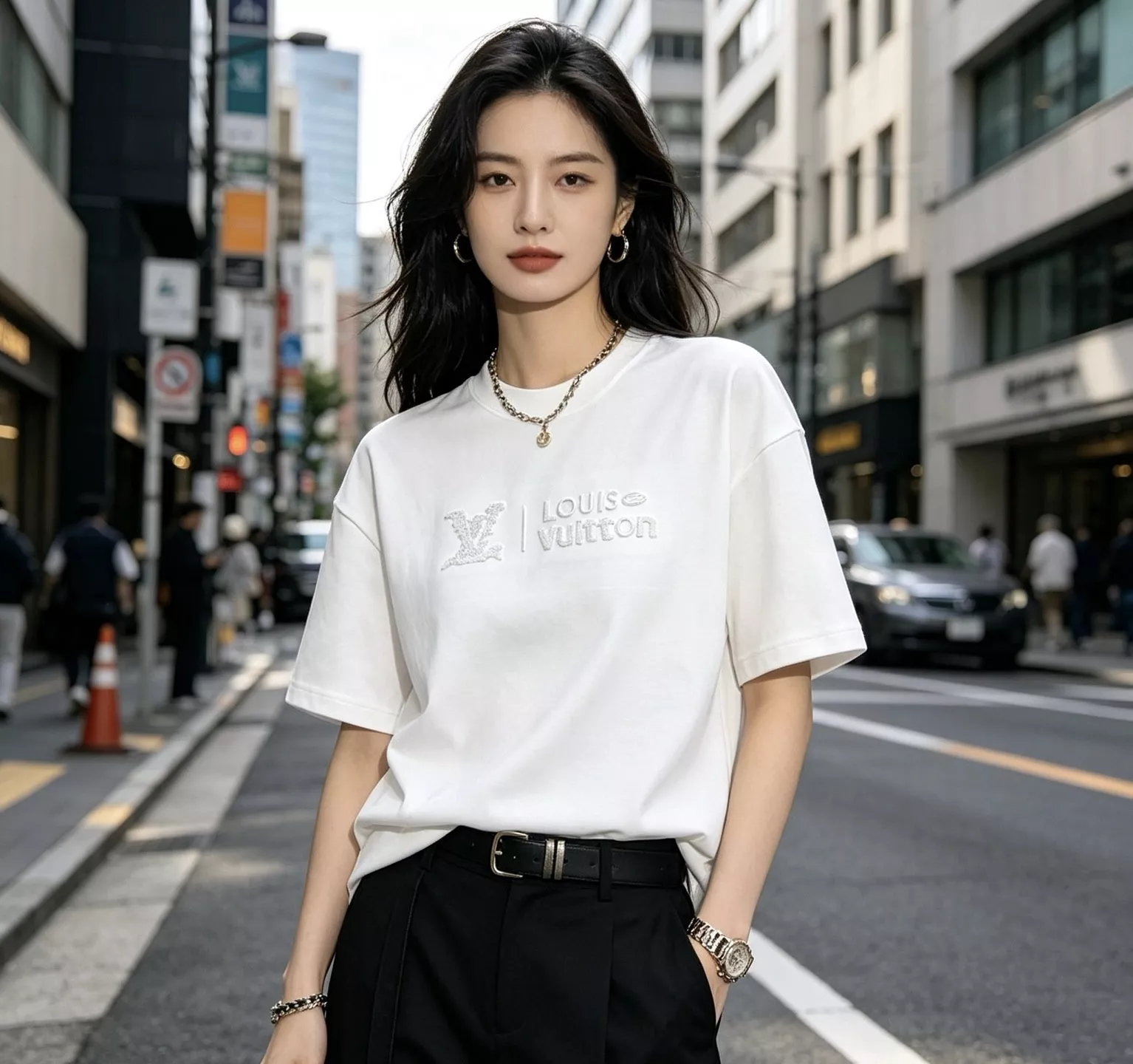 루이비통 후면 로고 자수 반소매 상의 상세 이미지 16