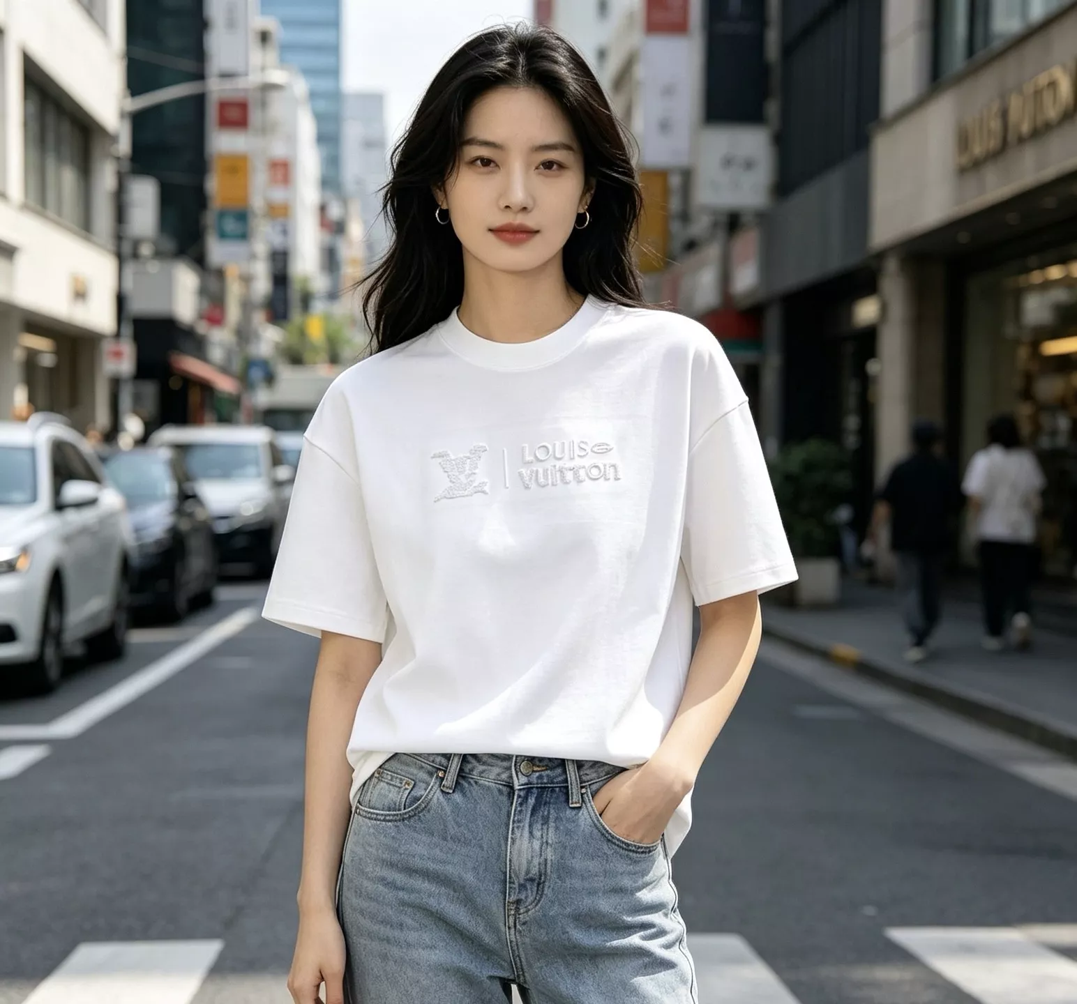 루이비통 후면 로고 자수 반소매 상의 상세 이미지 15