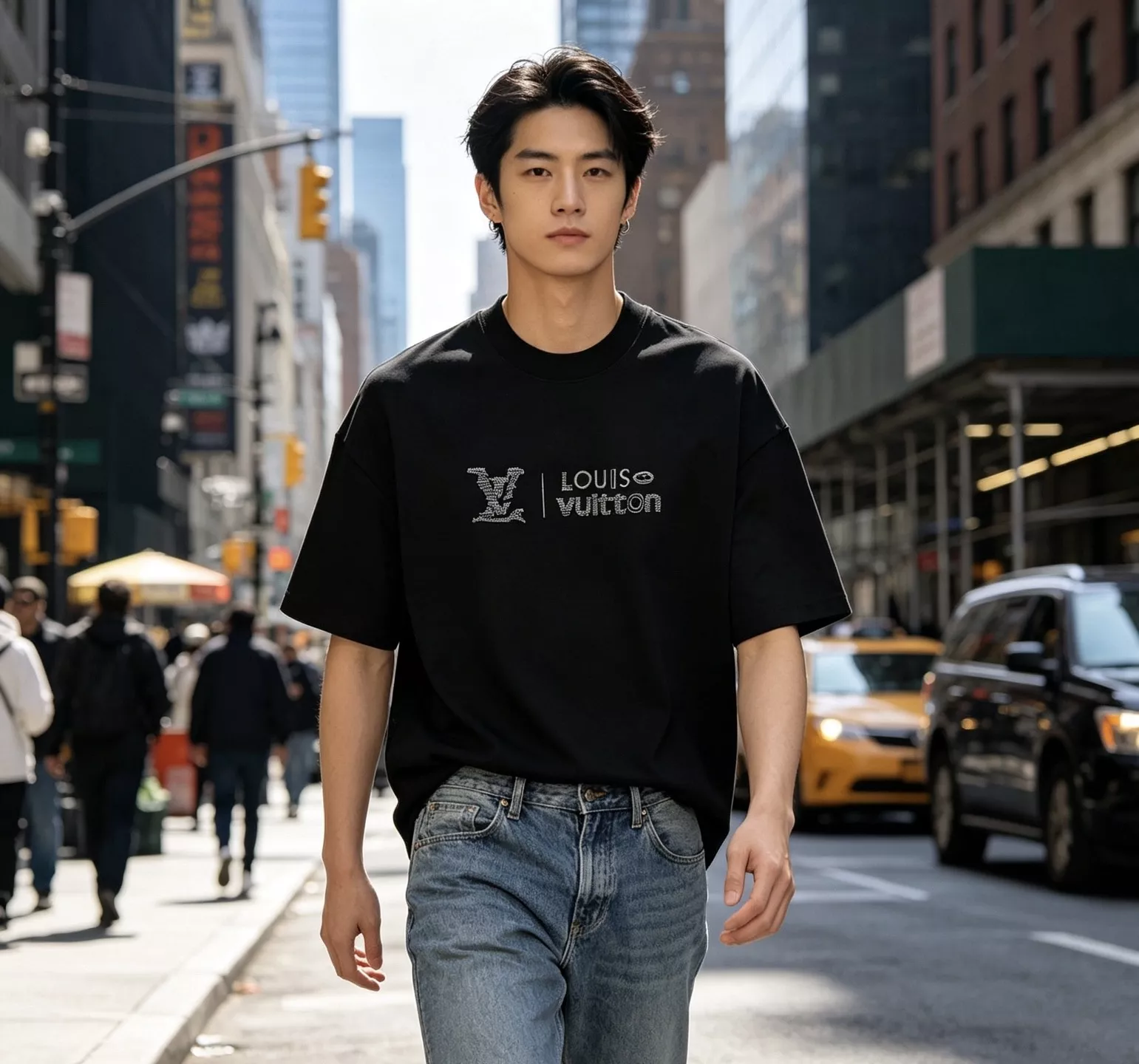 루이비통 후면 로고 자수 반소매 상의 상세 이미지 11