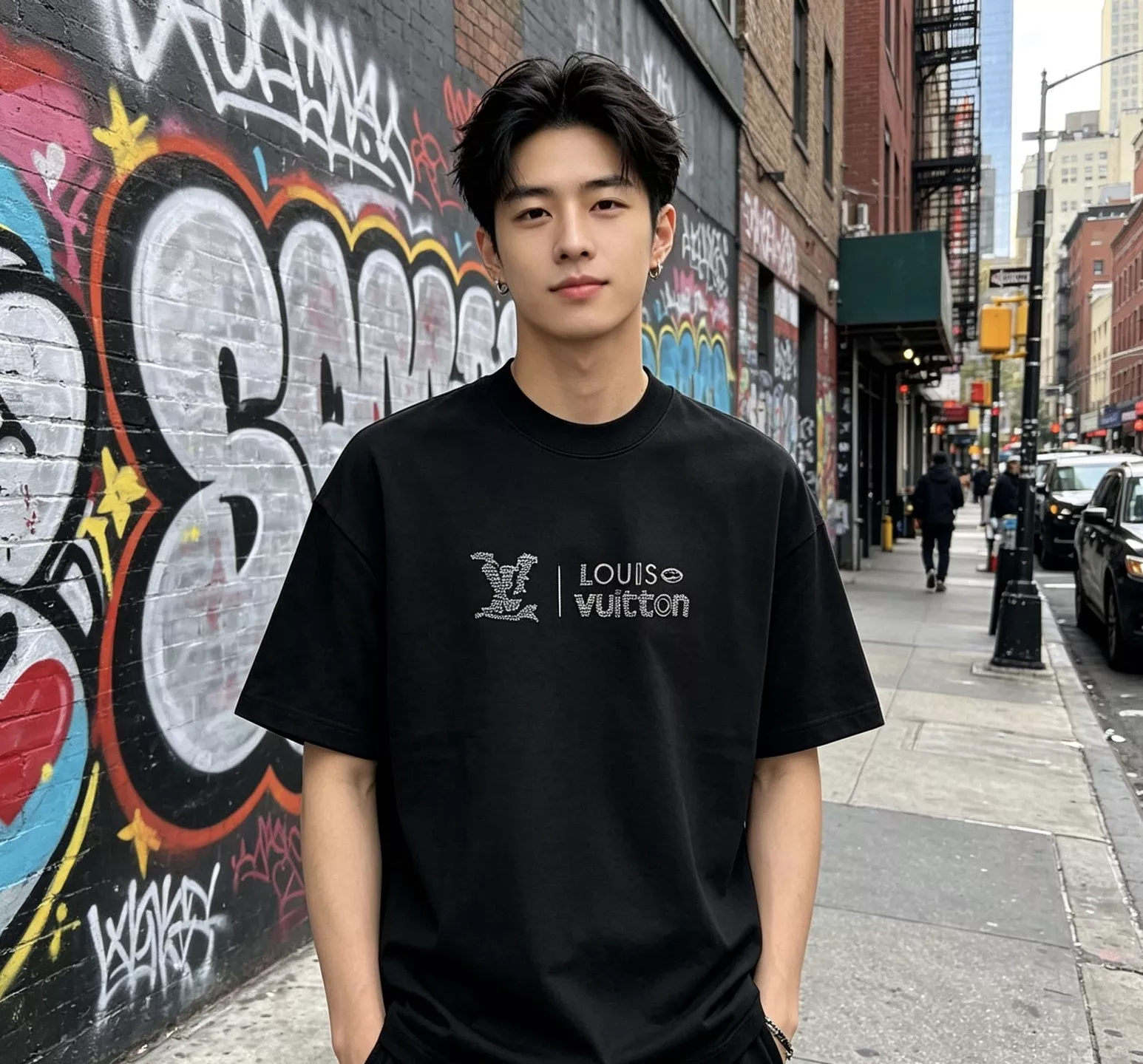 루이비통 후면 로고 자수 반소매 상의 상세 이미지 12