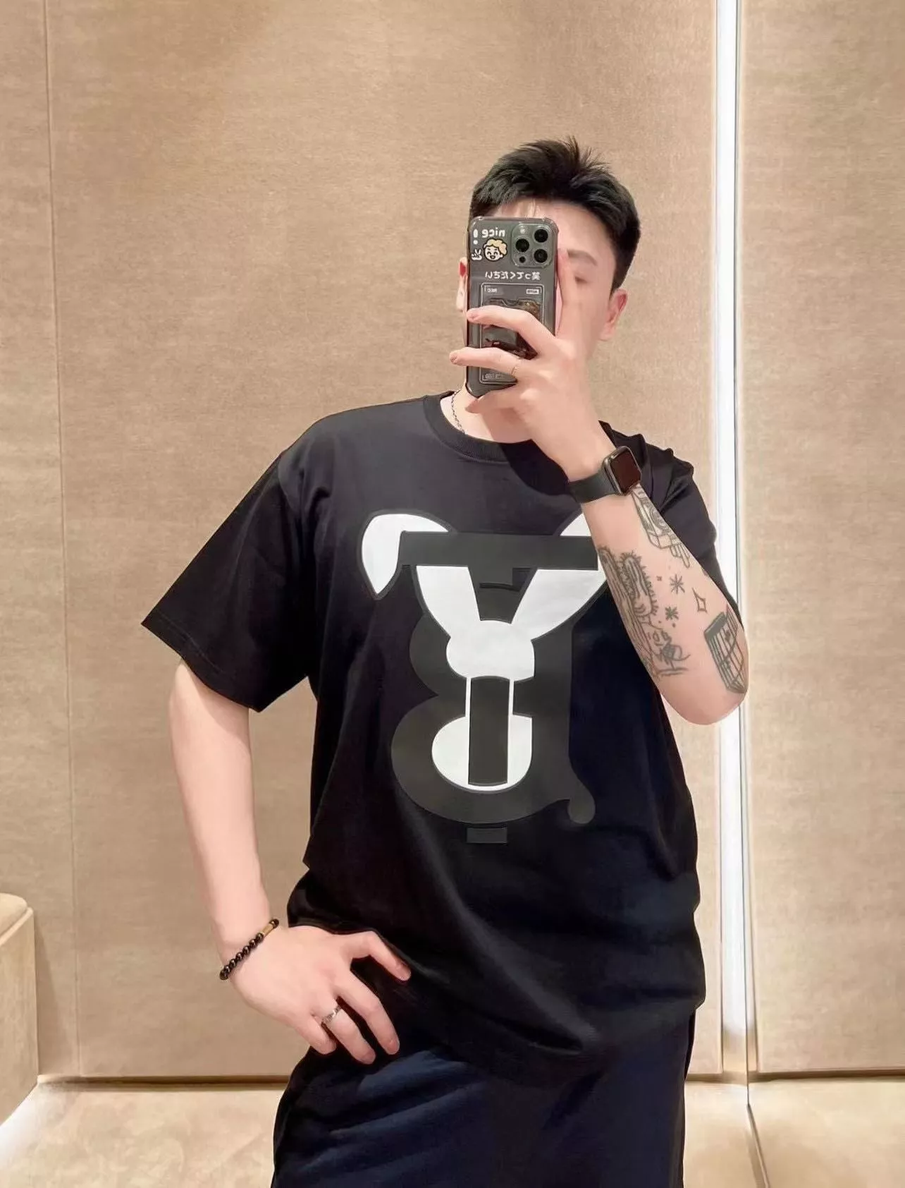 버버리 토끼 레터링 프린트 반소매 티셔츠 상세 이미지 13