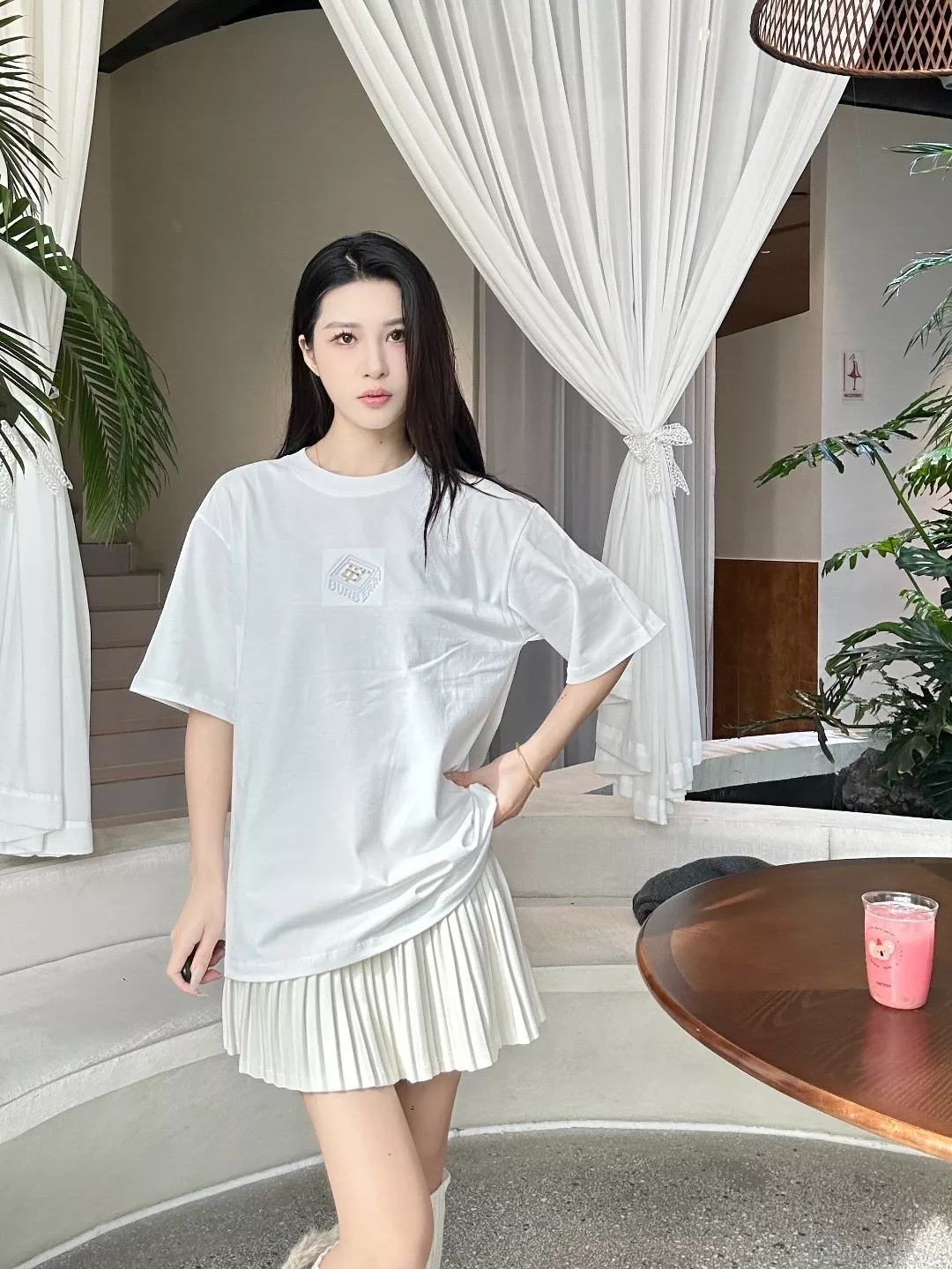 버버리 TB 격자 레터 엠보 반소매 티셔츠 상세 이미지 12