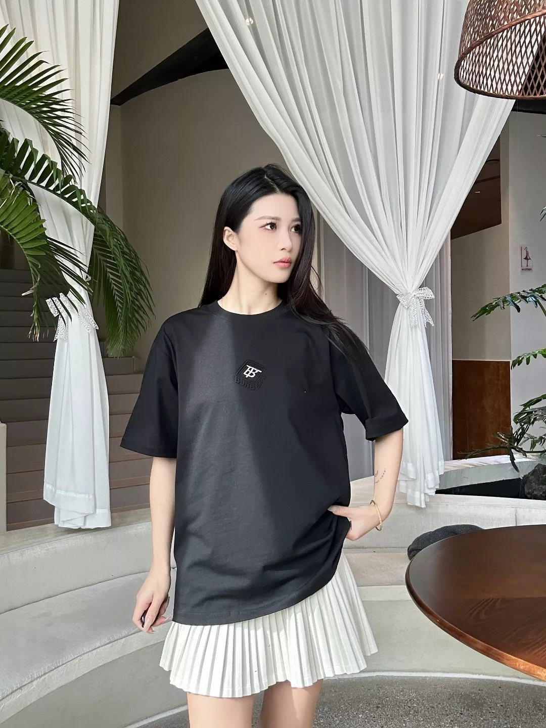 버버리 TB 격자 레터 엠보 반팔 티셔츠 상세 이미지 12