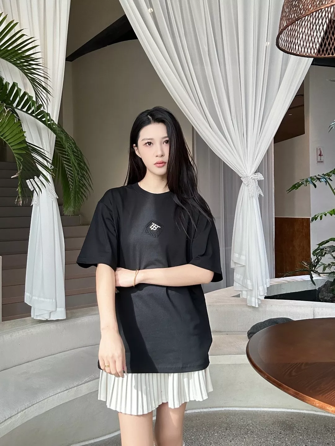 버버리 TB 격자 레터 엠보 반팔 티셔츠 상세 이미지 19