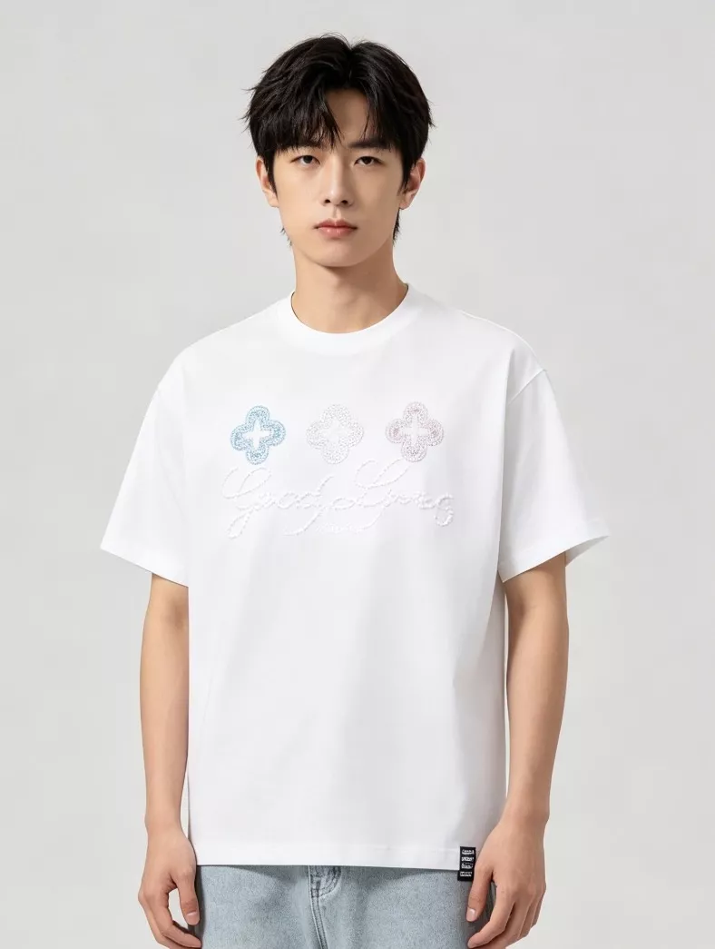 굿브랜드 배색 플라워 로고 핫픽스 반소매 탑 상세 이미지 12