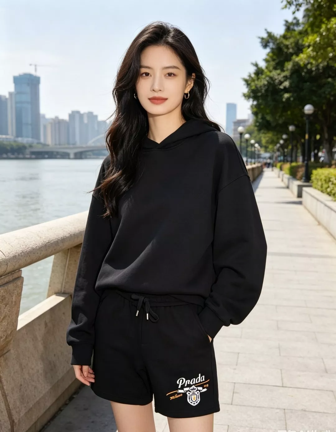 프라다 배지 레터 자수 반바지 상세 이미지 15