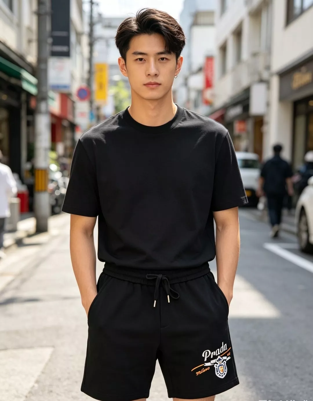 프라다 배지 레터 자수 반바지 상세 이미지 13