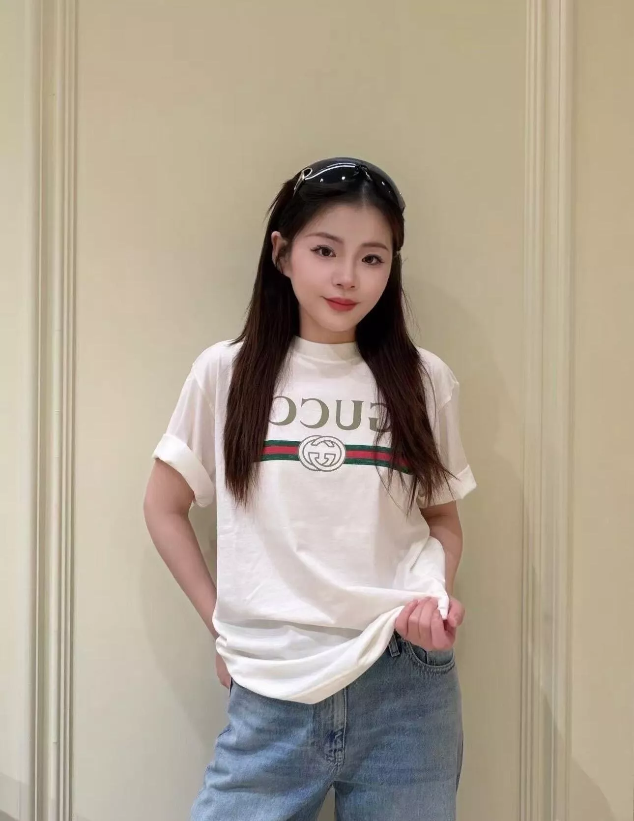 구찌 클래식 벨트 프린트 반팔 상세 이미지 11