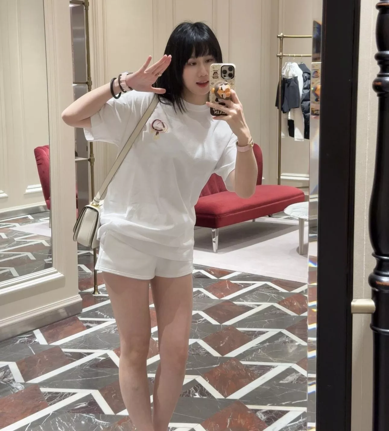 구찌 마년 한정 더블지 자수 반소매 탑 상세 이미지 18