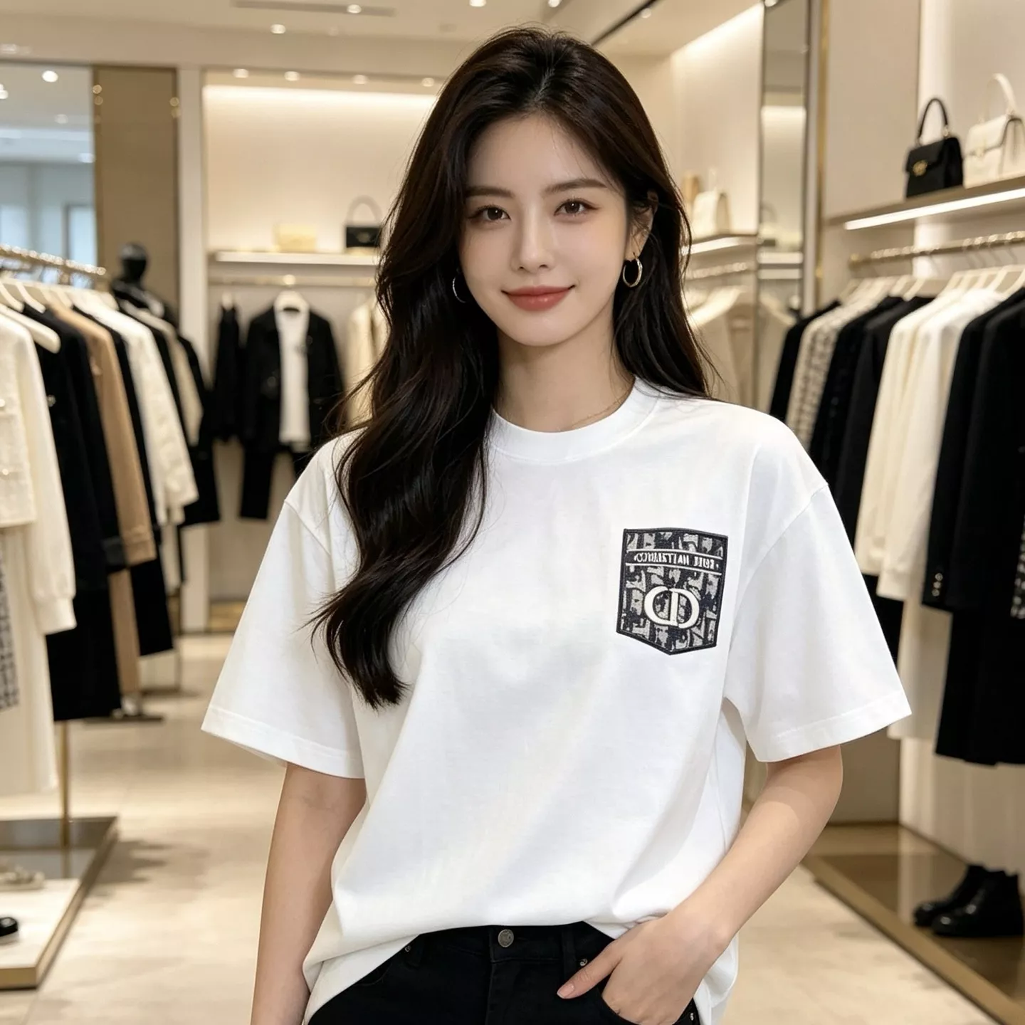 디올 오블리크 포켓 자수 로고 반팔 티 상세 이미지 11