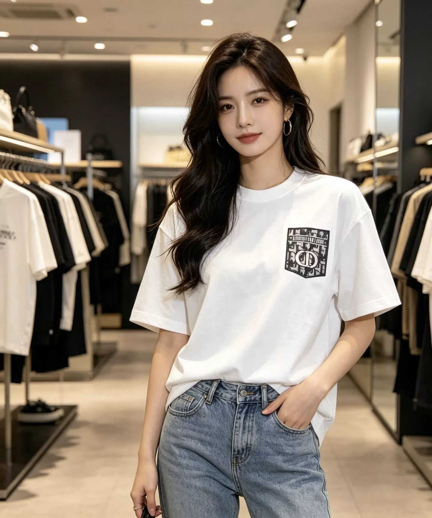 디올 오블리크 포켓 자수 로고 반팔 티 상세 이미지 12