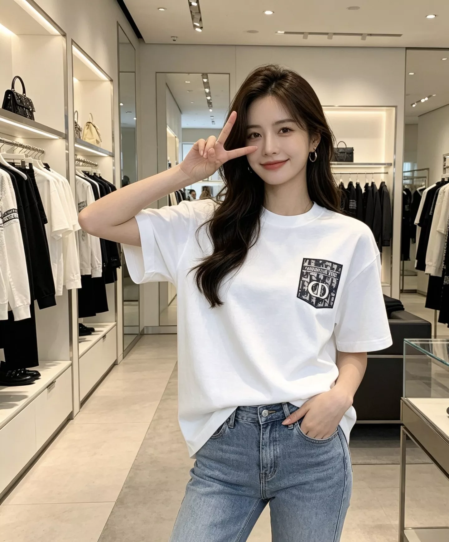 디올 오블리크 포켓 자수 로고 반팔 티 상세 이미지 13