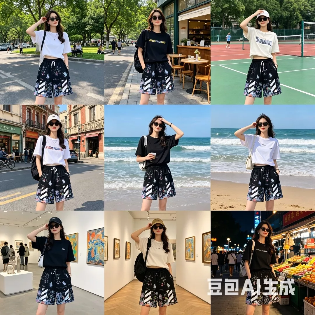 오프화이트 스타 프린팅 드로스트링 쇼츠 상세 이미지 11