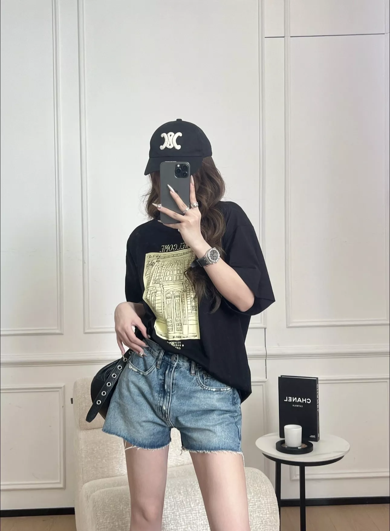 메종마르지엘라 복고 건축 핸드드로잉 프린트 라운드 반팔 상세 이미지 17