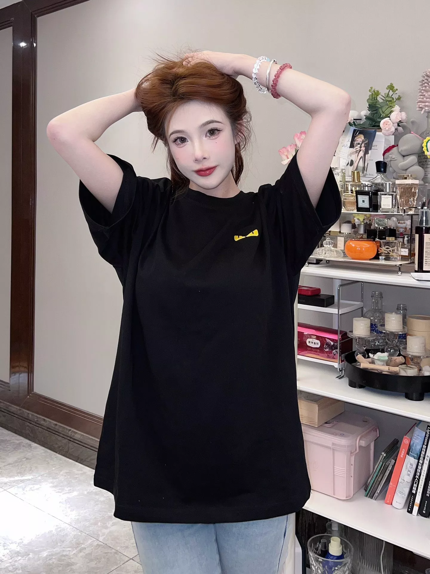 펜디 몬스터 아이 자수 반소매 티셔츠 상세 이미지 12