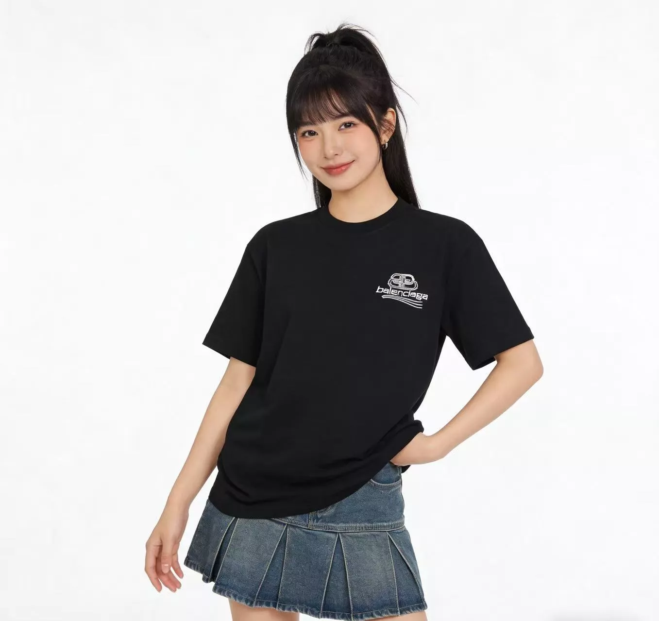 발렌시아가 락 장식 레터링 자수 반팔 상세 이미지 16
