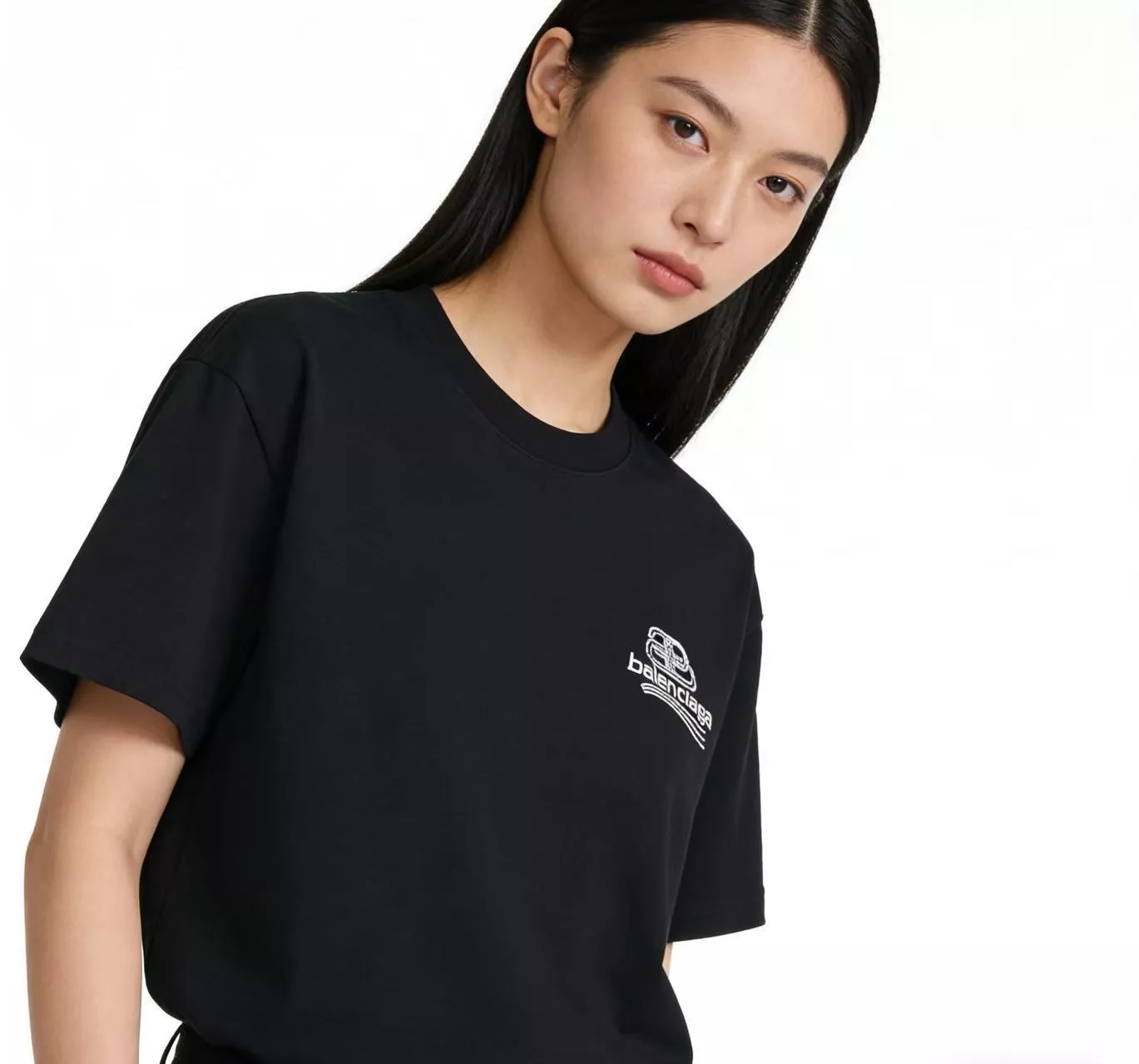 발렌시아가 락 장식 레터링 자수 반팔 상세 이미지 14