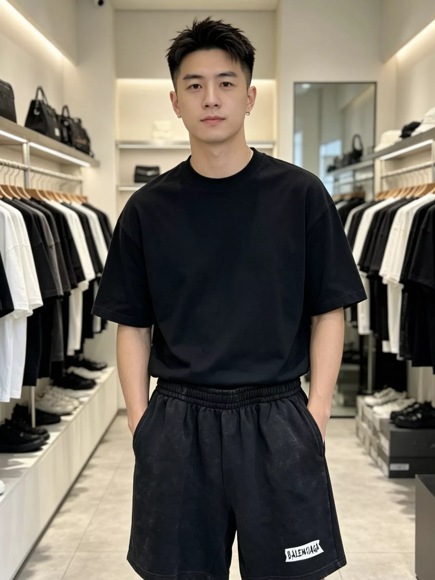 발렌시아가 테이프 레터 프린트 쇼츠 상세 이미지 18