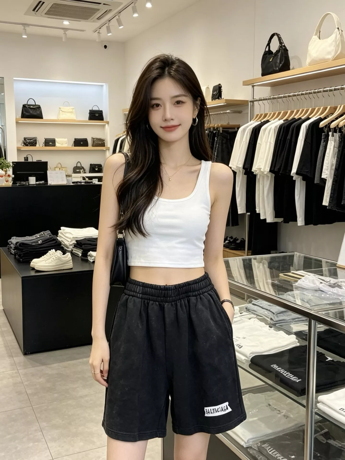 발렌시아가 테이프 레터 프린트 쇼츠 상세 이미지 14