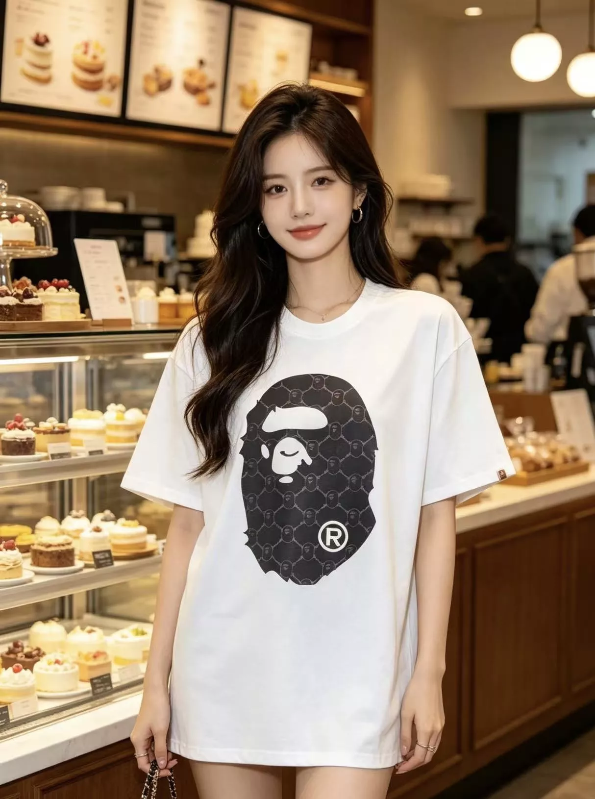 베이프 카무플라주 유인원 헤드 프린트 반팔 상세 이미지 14