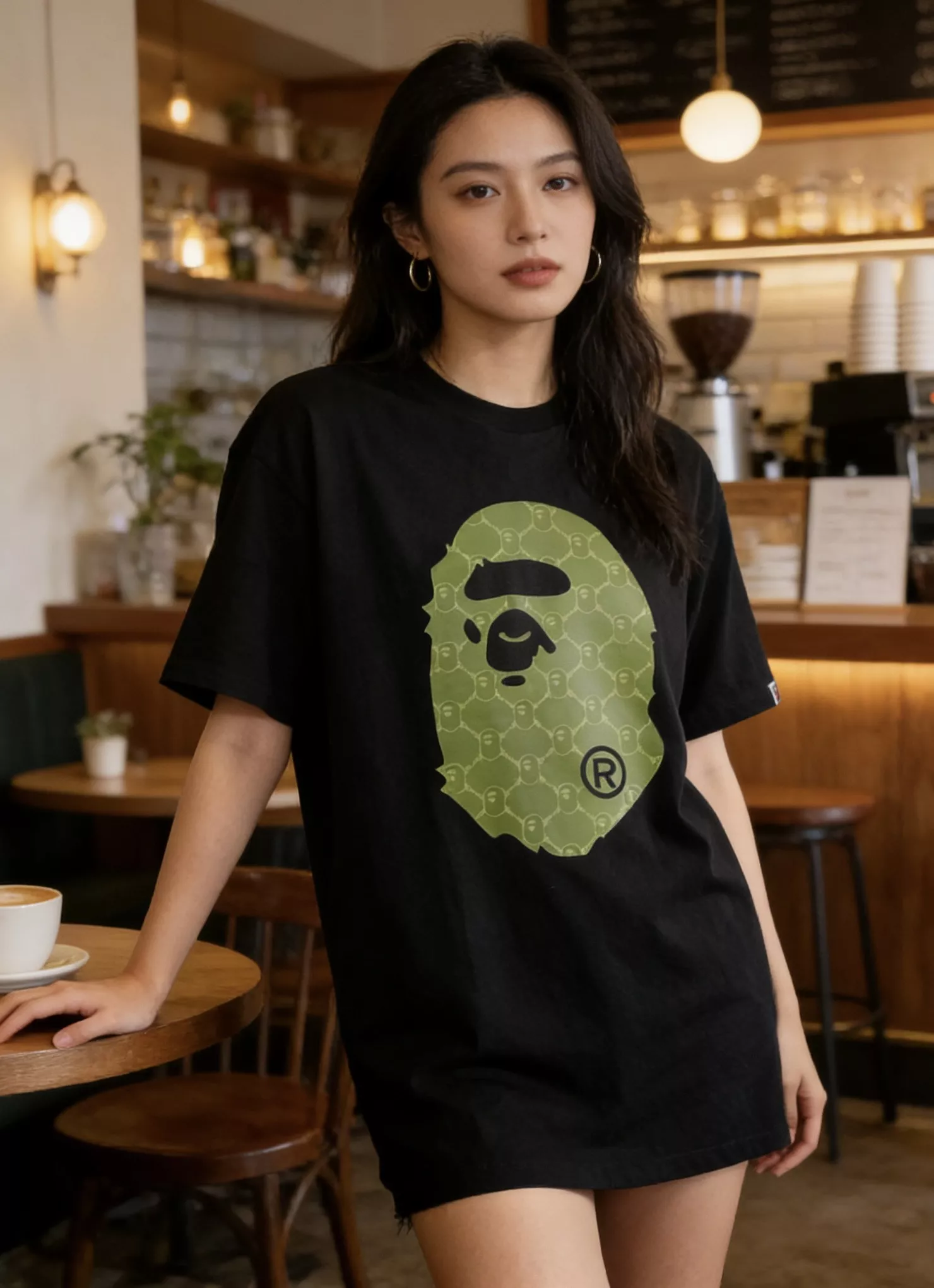 베이프 카무플라주 에이프 헤드 프린트 반팔 상세 이미지 15